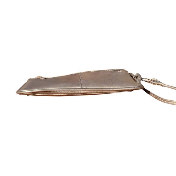 Sophia Visconti Pewter Leather Wristlet Wallet Clutch Animal Print Turn Lock